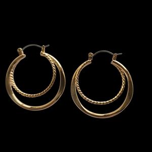 Double Round Pierced Hoop Earrings